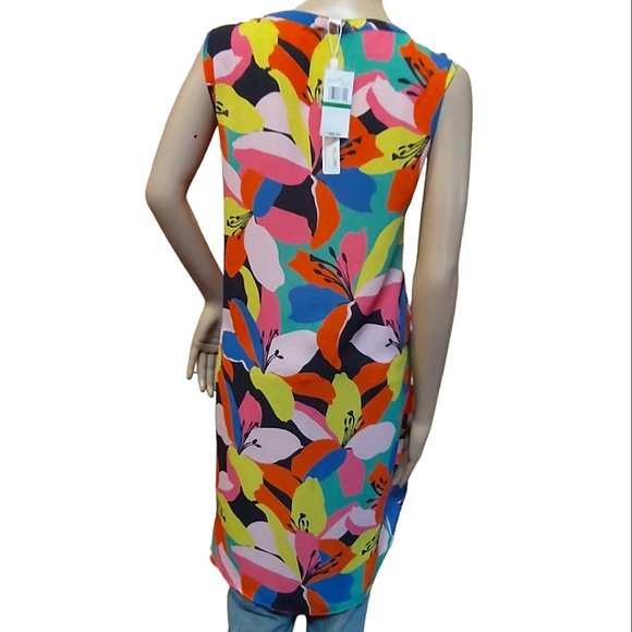 Spense High/Low Button Down Bright Floral Sleeveless Top - Picture 5 of 8